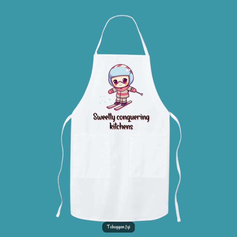 Funny Candy Cane Skiing Apron - Kitchen Fun Gift