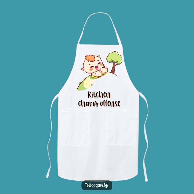 Funny Cheeky Wink Sledding Apron - Chef's Playful Kitchen Wear Gift