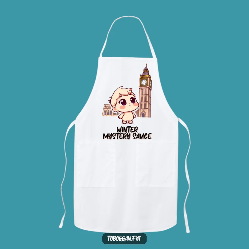 Funny Curious Snow toboggan Apron: Hilarious Kitchen Wear for Winter Fun Gift