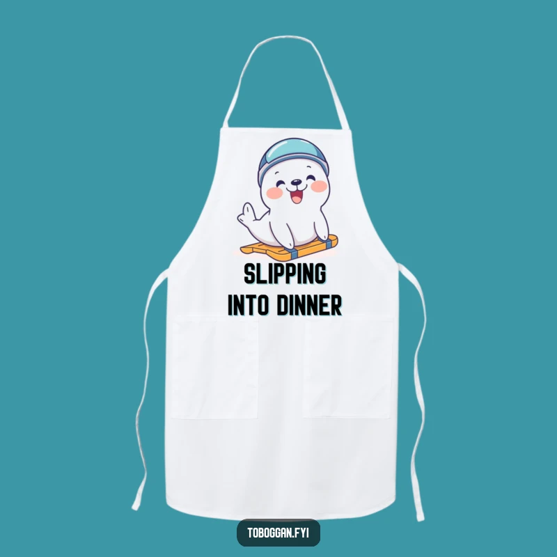 Funny Seal Slide Apron - Delighted Arctic Chef Gift
