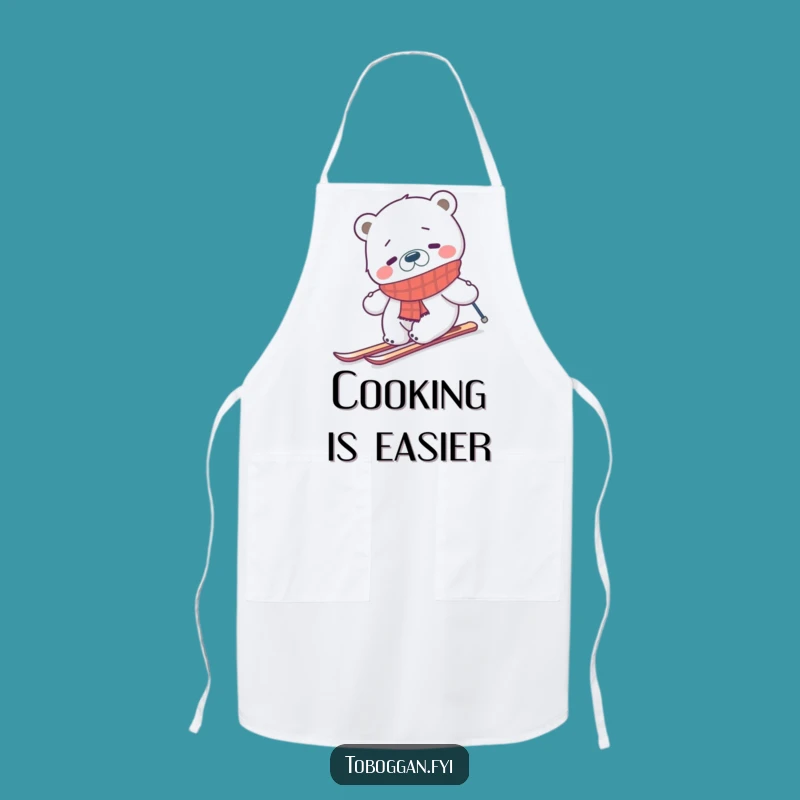 Funny Skiing Polar Bear Apron - Confused Arctic Chef Gift