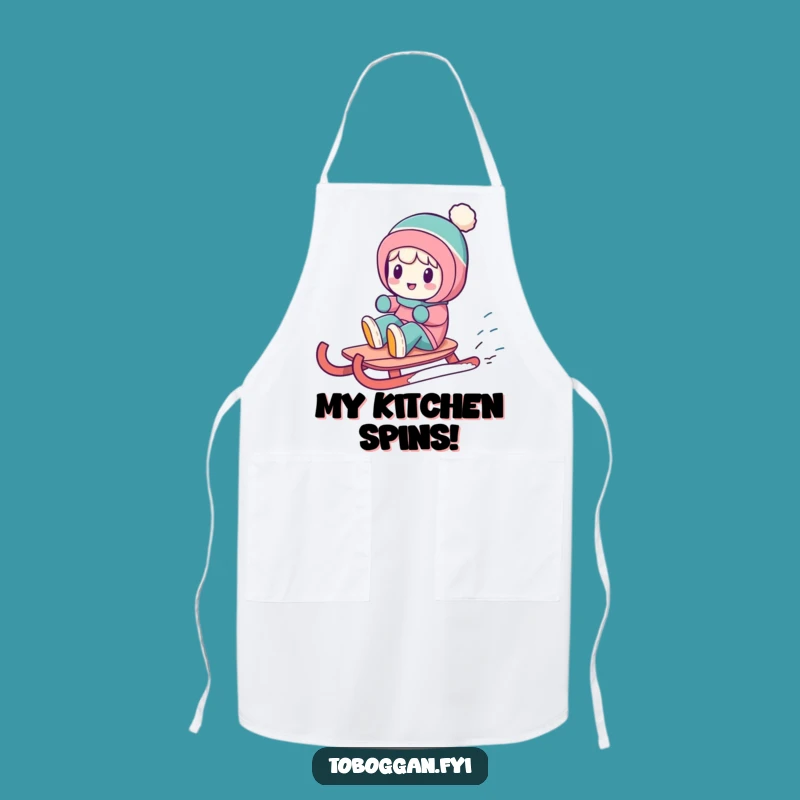 Funny Sledding Character Apron: Cook Up Some Winter Laughs!