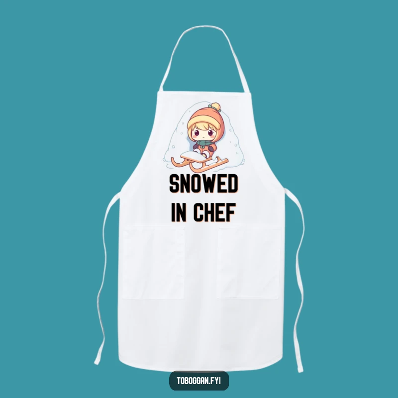 Funny Snow Surprise Apron - Winter Kitchen Wear, Whimsical Gift