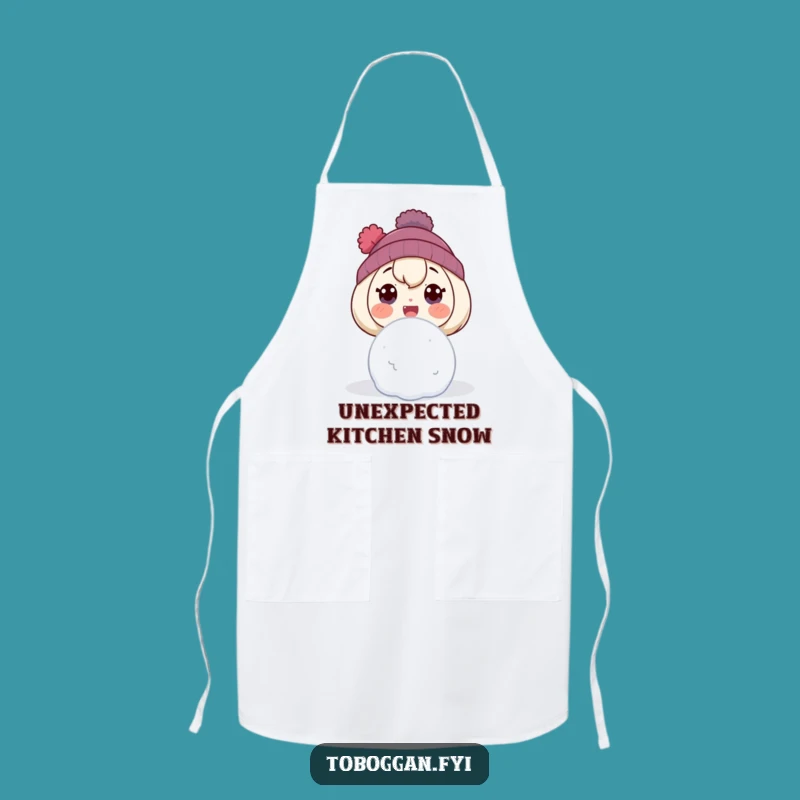 Funny Snowball Surprise Apron: Shocked Character's Kitchen Gift
