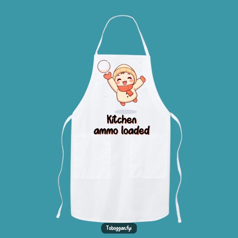 Funny Snowball Thrower Apron: Cook Up Some Winter Mischief!