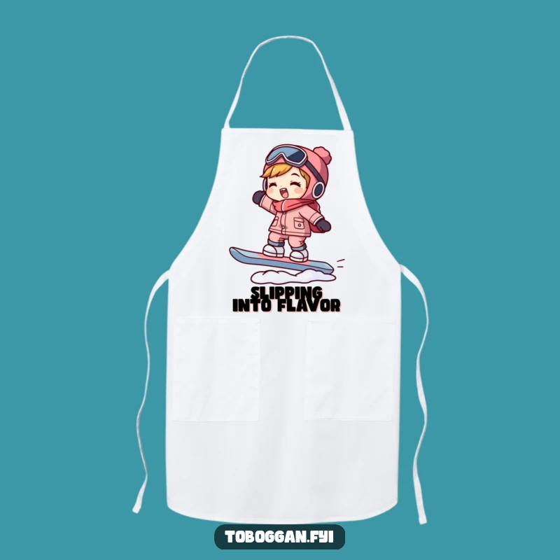 Funny Snowboarder Apron: Hilarious Character Balancing Kitchen Wear Gift!