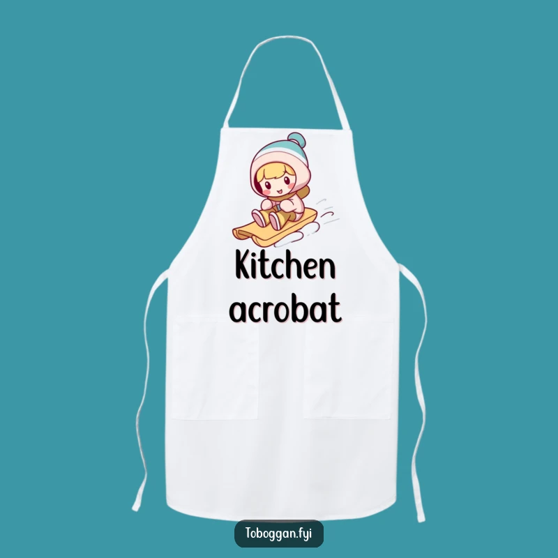 Funny Toboggan Trickster Apron: Silly Winter Character for Kitchen Fun