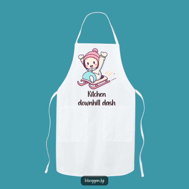 Funny Downhill Sledding Apron: Cook with Winter Adventure Spirit