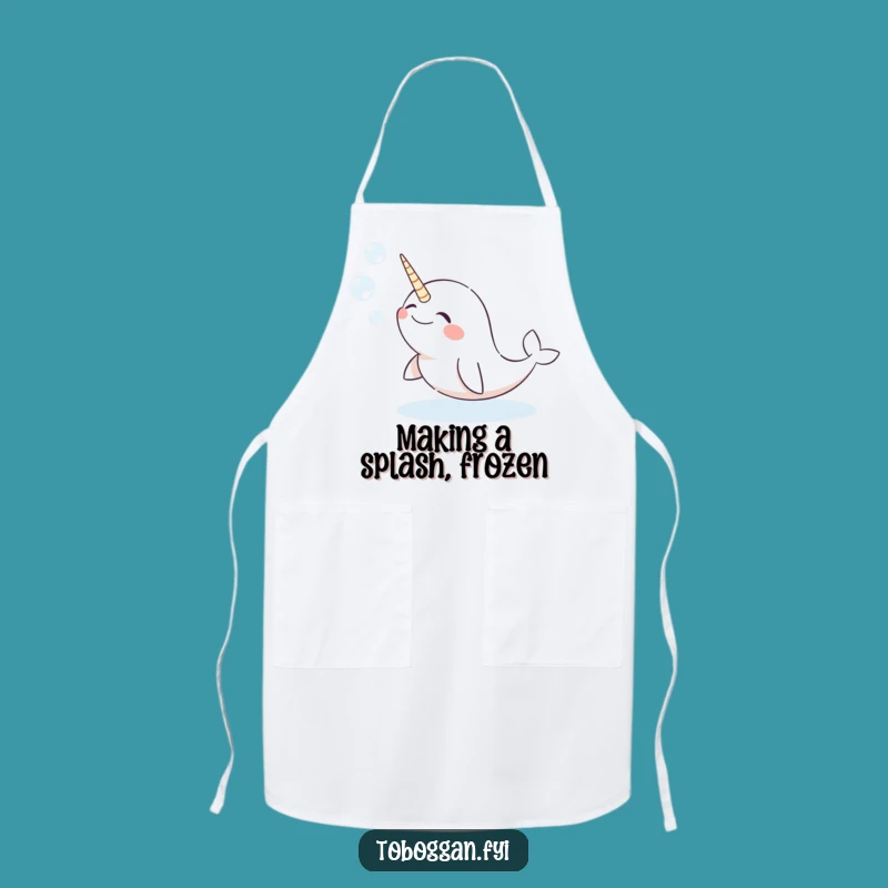 Funny Narwhal Apron, Giggling Snow Bubbles Kitchen Wear - Chef Gift