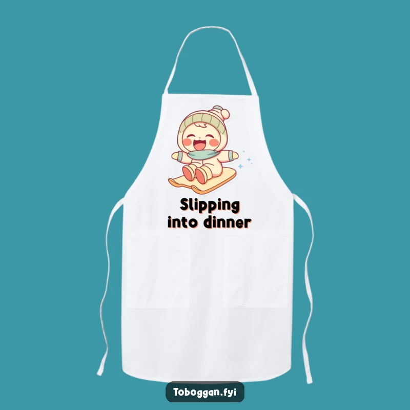 Funny Snow Slope Apron: Hilarious Character Laughing While Cooking, Kitchen Gift