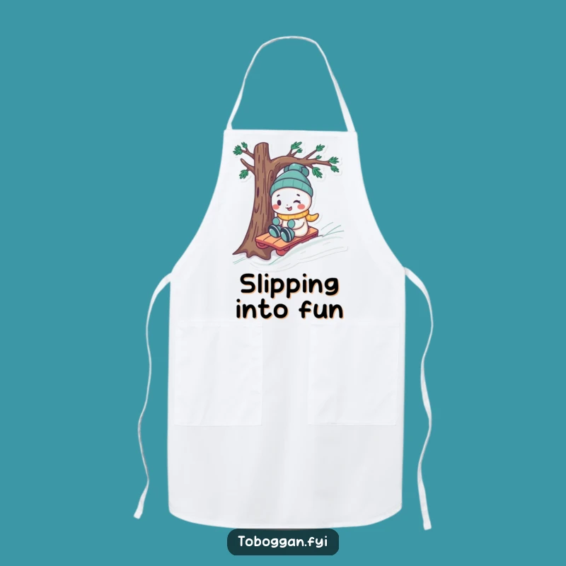 Funny Toboggan Tree Dodge Apron: Cook with Winter Playfulness, Ideal Funny Gift