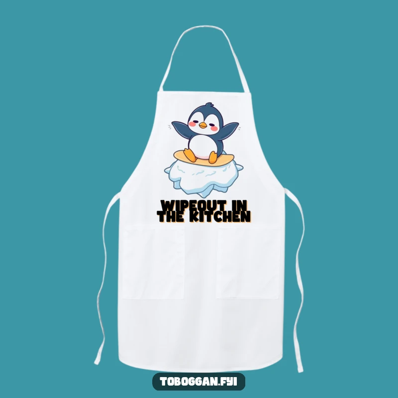 Funny Penguin Apron: Surf the Snow with Arctic Humor!