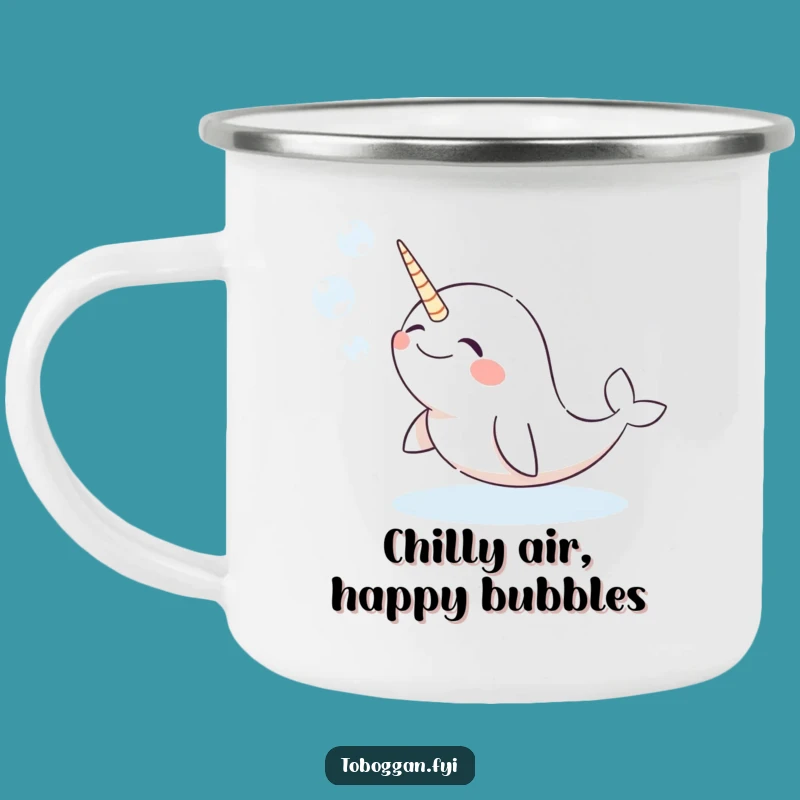 Funny Narwhal Camping Mug, Giggling Snow Bubbles - Outdoor Humor Gift