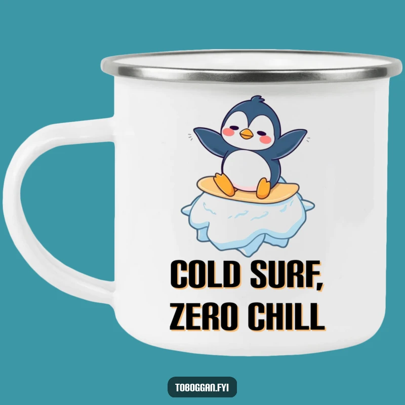 Funny Penguin Camping Mug: Arctic Brews and Snowflake Wipeouts!