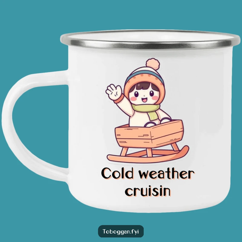 Durable Funny Waving Toboggan Camping Mug - Winter Adventures Await