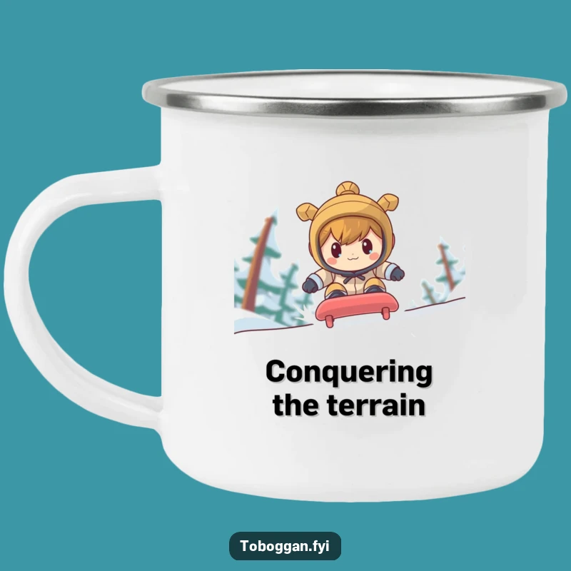 Funny Determined Toboggan Racer Camping Mug: Fuel Your Drive Outdoors, Perfect Funny Gift