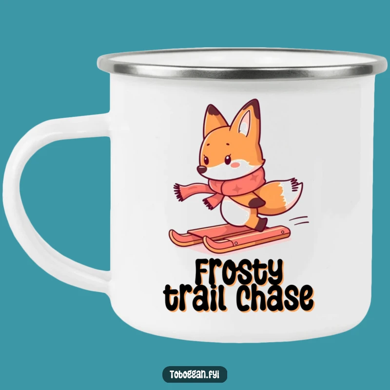 Funny Fox Toboggan Chase Camping Mug: Rugged & Hilarious Outdoor Gift