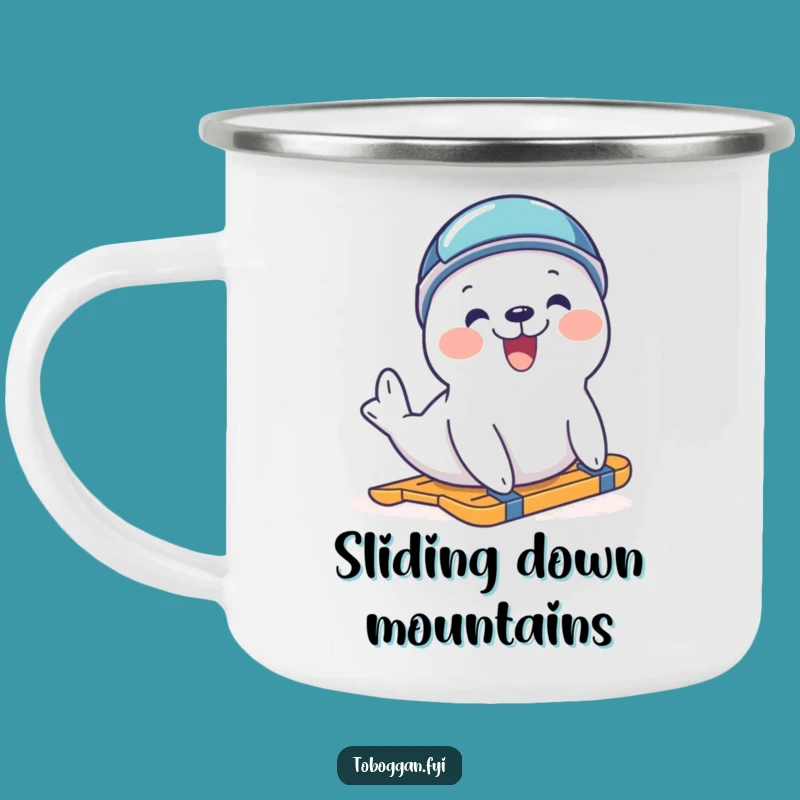 Funny Seal Slide Camping Mug - Delighted Arctic Adventure Drinkware