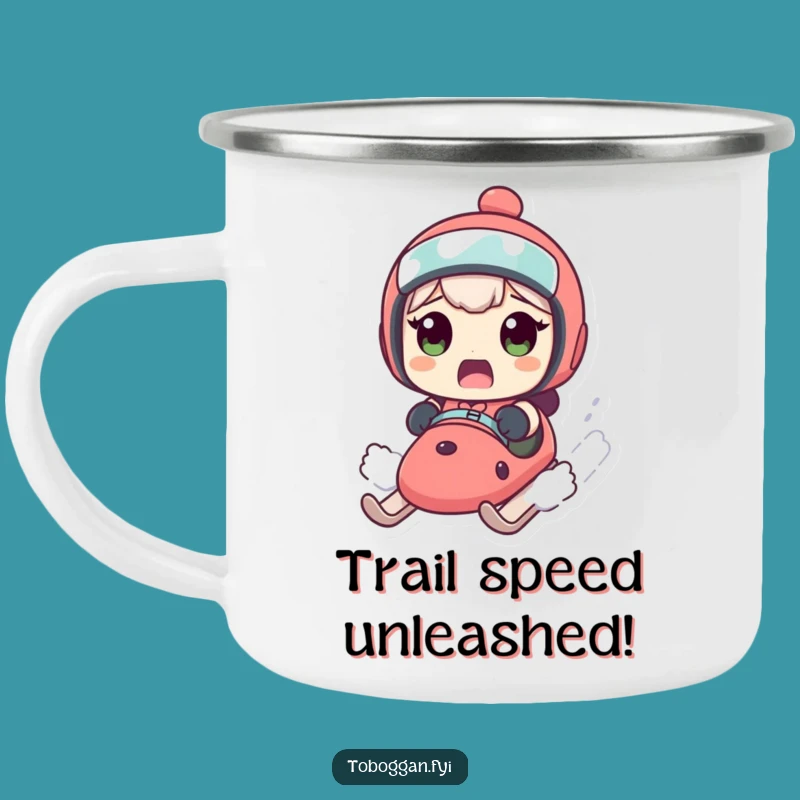 Funny Sledding Camping Mug: Durable Character Speeding Surprise Outdoor Gift
