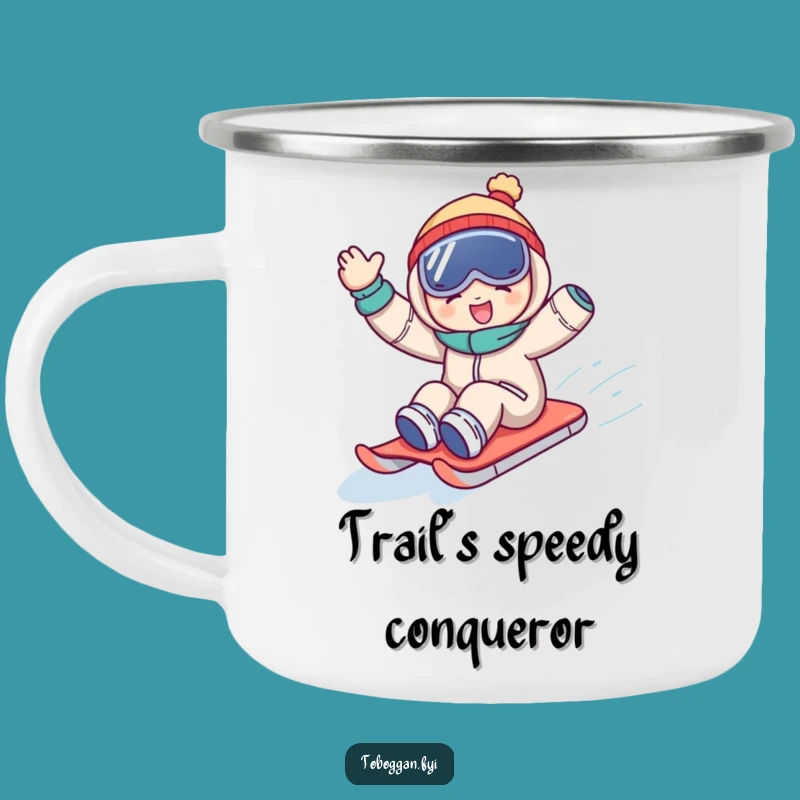 Funny Sledding Camping Mug: Joyful Wave Downhill Adventure, Perfect Humorous Gift!