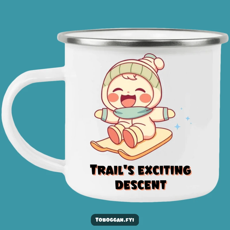 Funny Snow Slope Camping Mug: Durable Character Laughing, Outdoor Adventure Gift