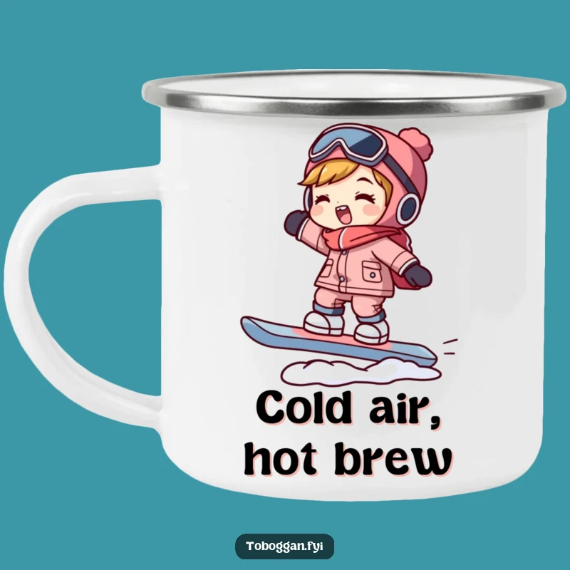 Funny Snowboarder Camping Mug: Hilarious Character Balancing Outdoor Gift!