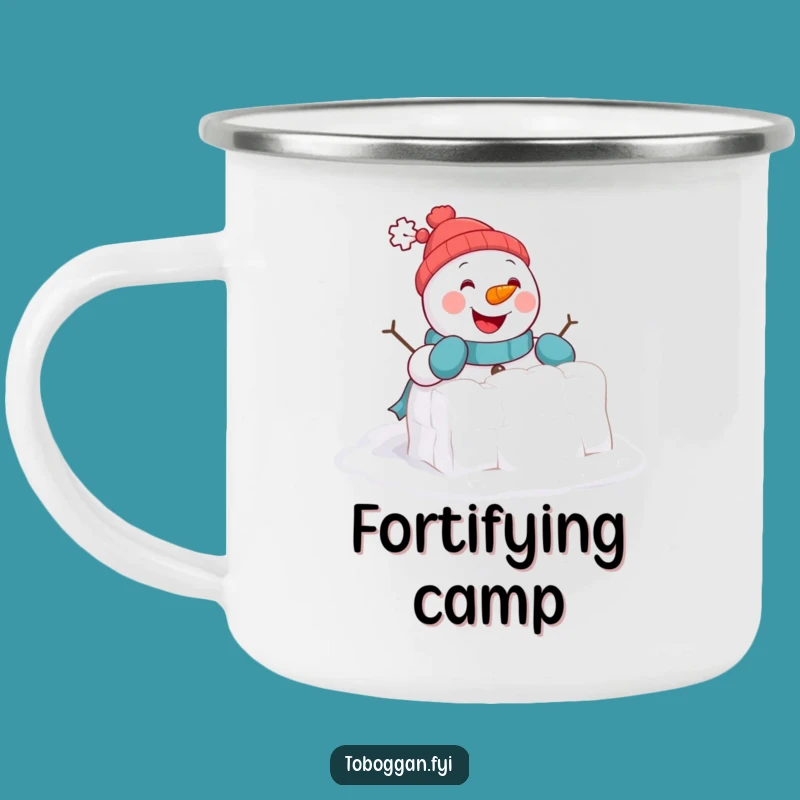 Funny Snowman Fort Camping Mug: Cheerful Snowman On The Go, Unique Funny Gift