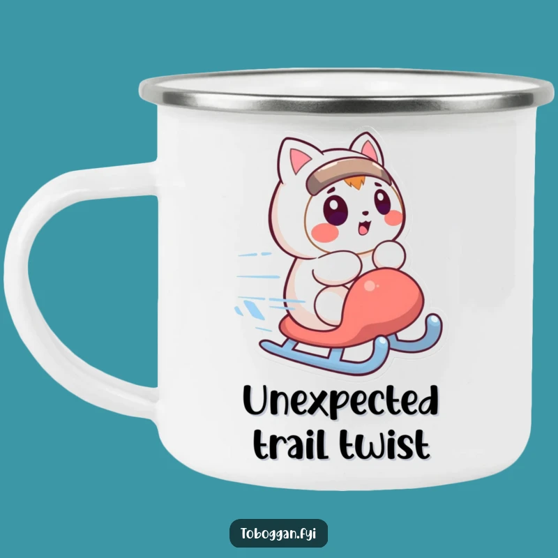 Funny Surprised Sledding Character Camping Mug: Outdoor Winter Gift