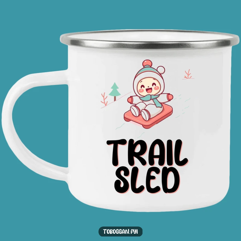 Funny Toboggan Camping Mug: Cute Character Snow Adventure, Outdoor Humorous Gift