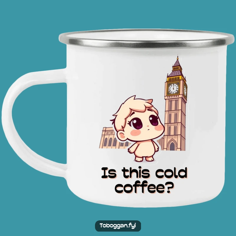 Funny Curious Snow toboggan Camping Mug: Adventure-Ready Hilarious Outdoor Gift