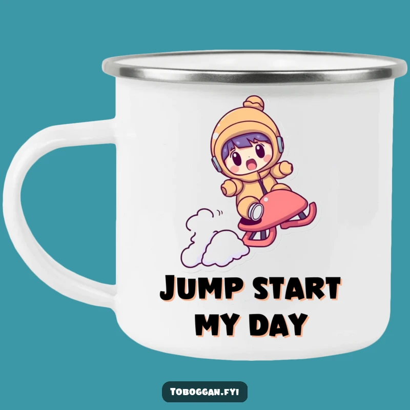Funny Shocked Sledder Camping Mug: Adventure Fuel for Jumps