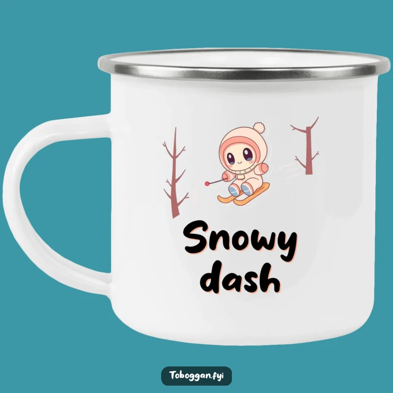 Funny Snowy Hill Zipping Camping Mug - Cute Winter Drinkware