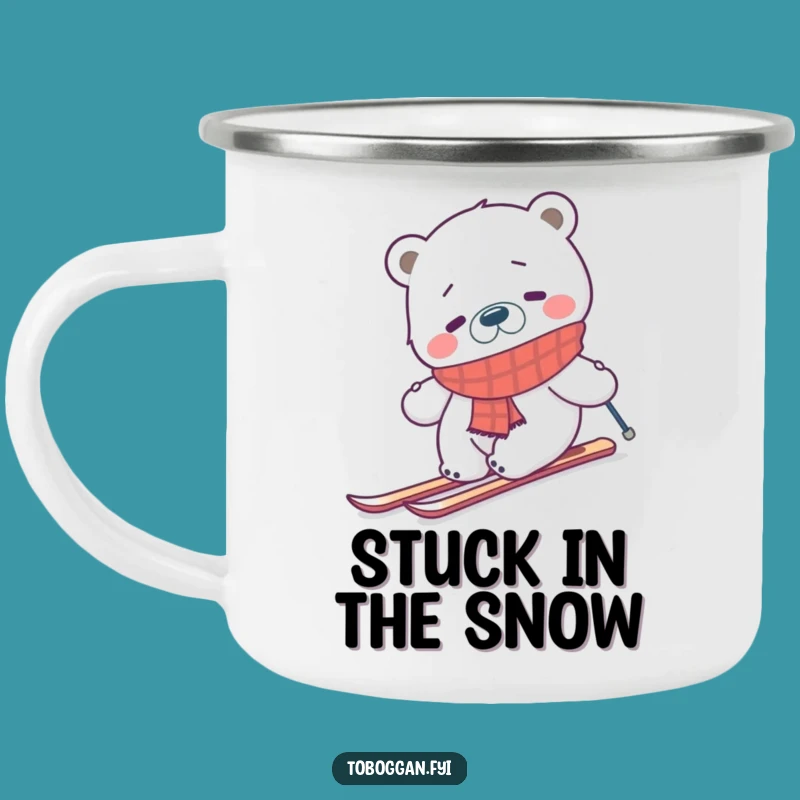 Funny Skiing Polar Bear Camping Mug - Confused Arctic Adventure Drinkware