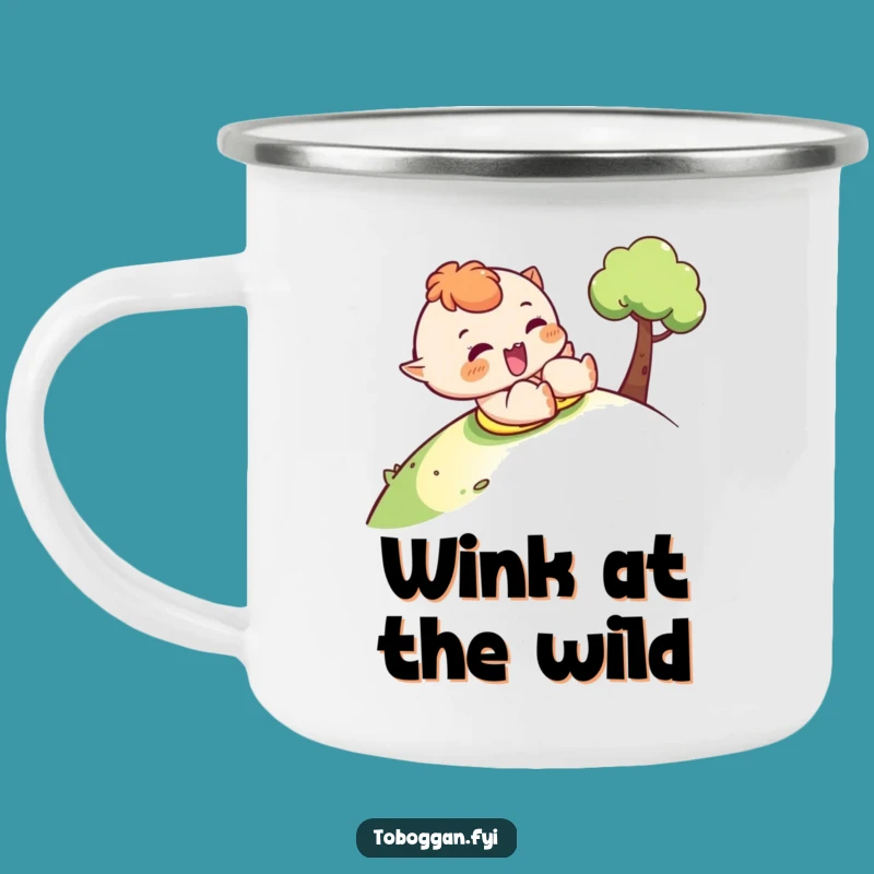 Funny Cheeky Wink Sledding Camping Mug - Playful Outdoor Drinkware Gift