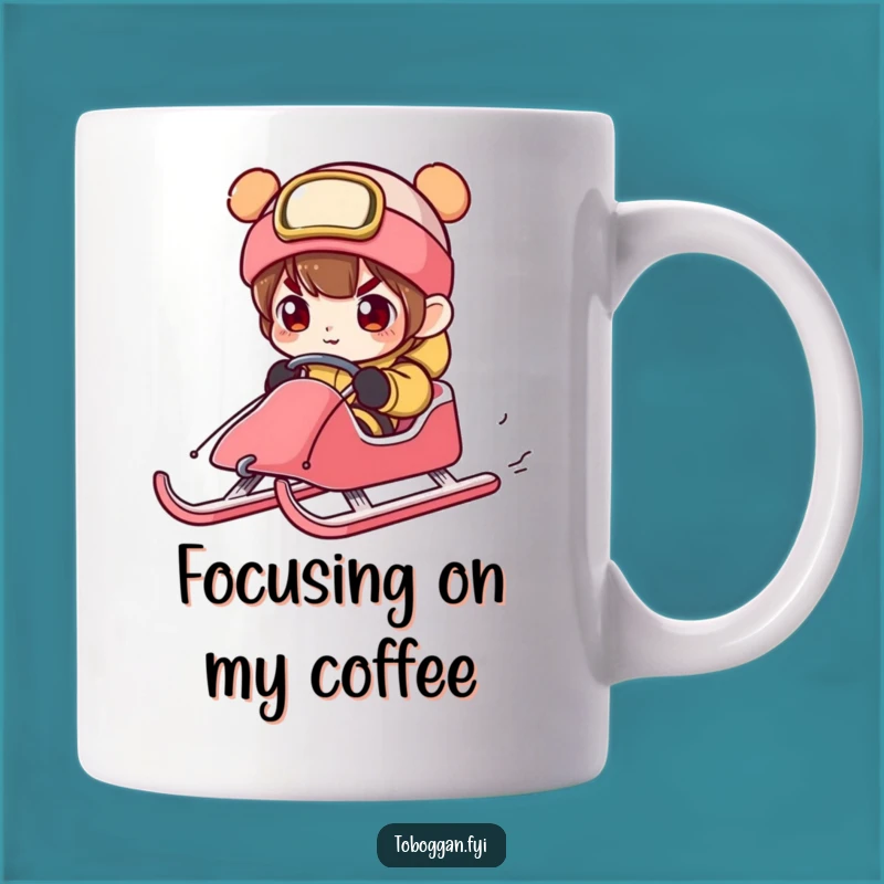 Funny Focused Sledder Mug: Intense Winter Driving Gift!