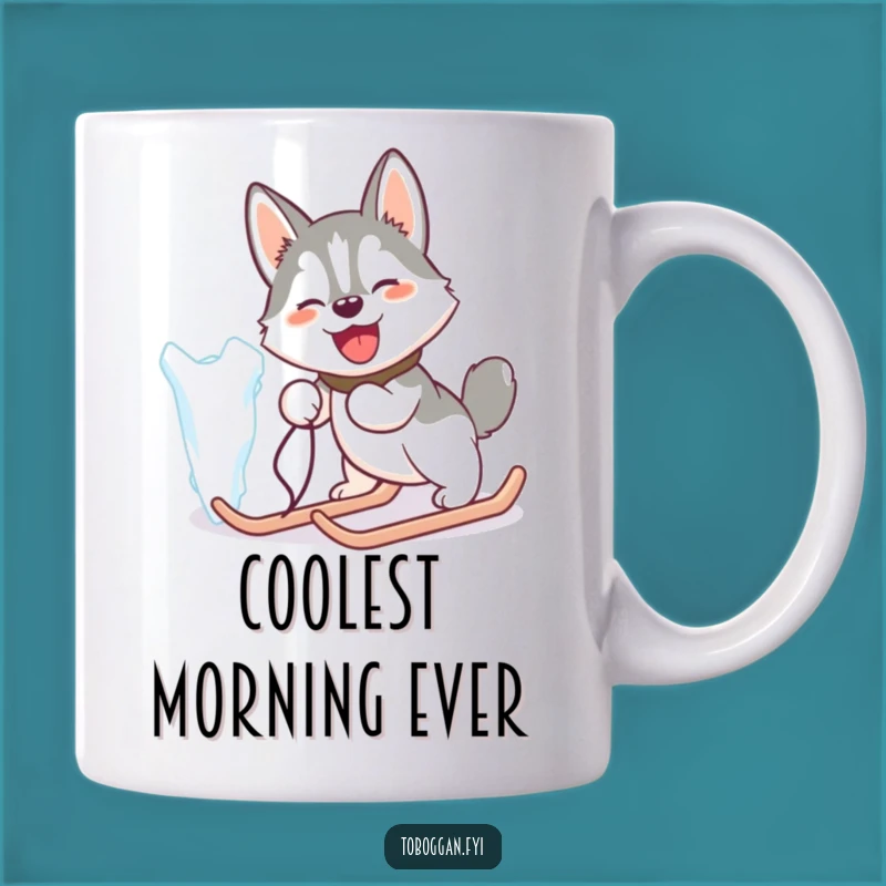 Funny Husky Ice Pull Mug: Hilarious Winter Dog Gift for Arctic Lovers