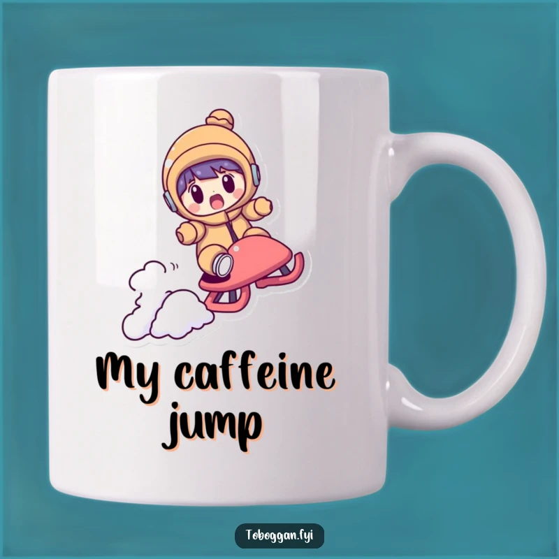 Funny Shocked Sledder Mug: Hilarious Air Time Moment Captured