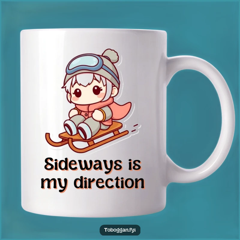 Funny Sideways Sledder Mug - Hilarious Character Gift for Sliders!