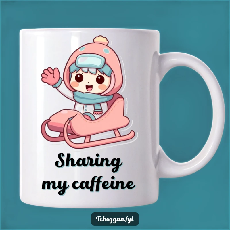 Funny Sledding Character Mug - Winter Fun Cartoon, Perfect Holiday Gift