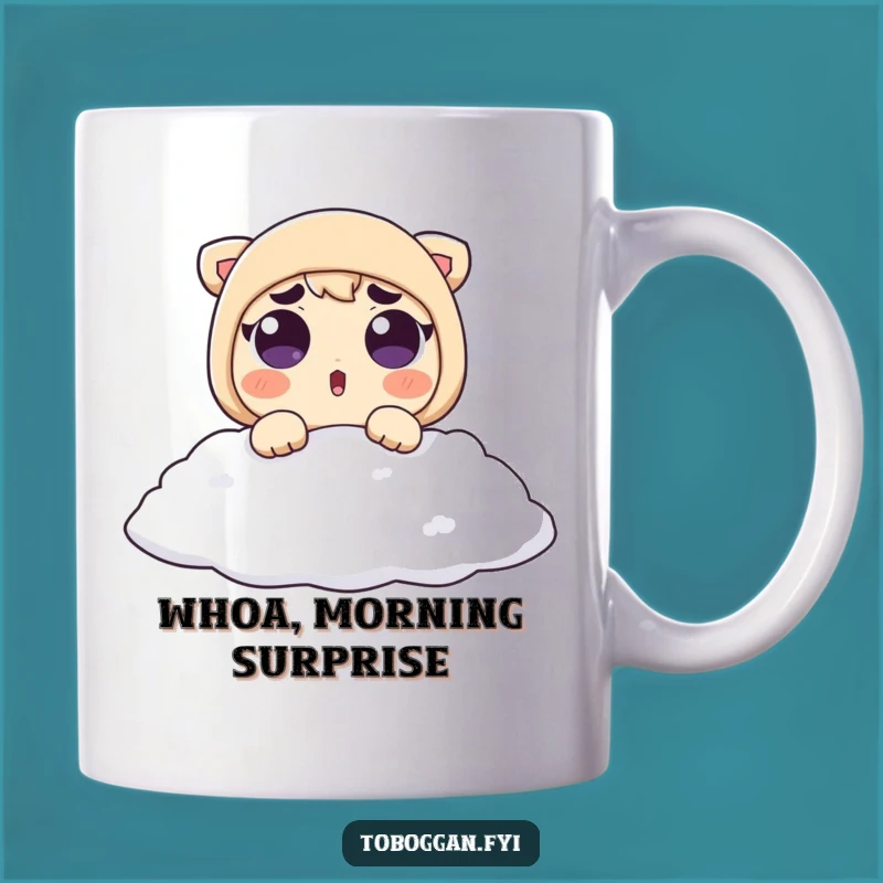Funny Snow Surprise Mug: Surprised Character's Soft Landing - Perfect Funny Gift!