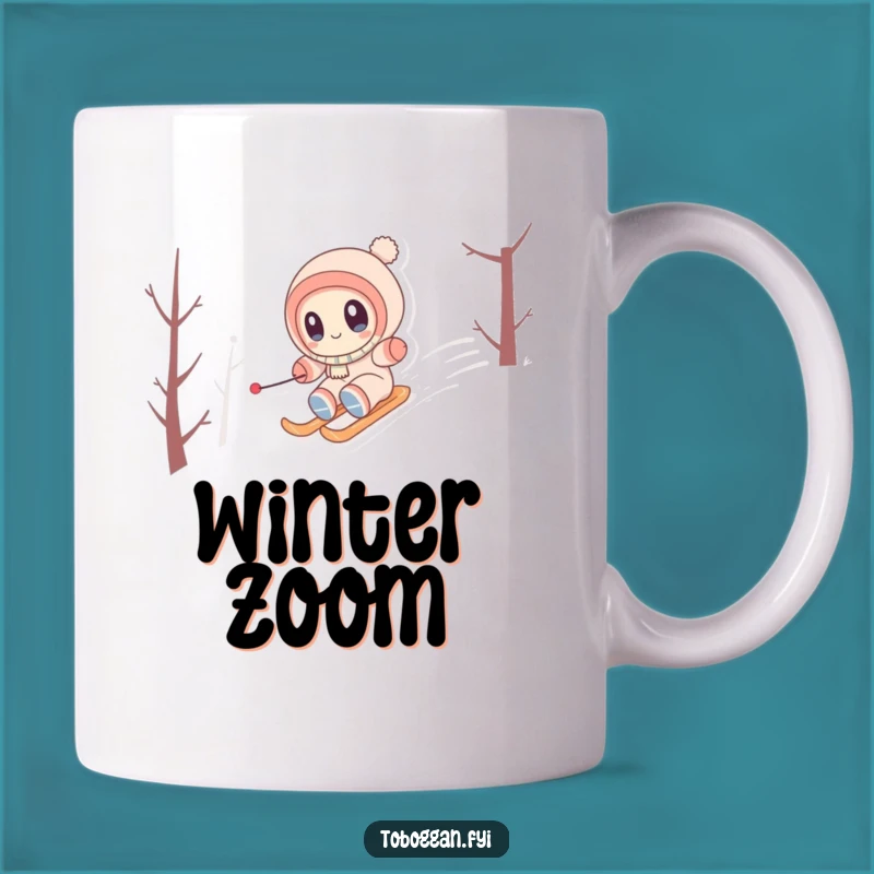 Funny Snowy Hill Zipping Mug - Cute Winter Character Gift