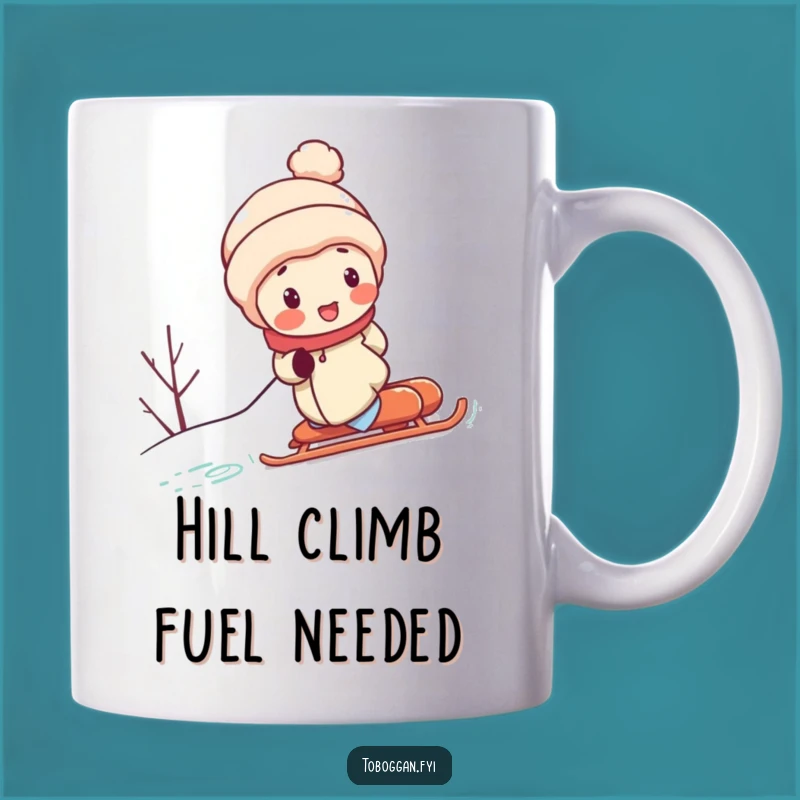 Funny Effortful Sled Pusher Mug: Hilarious Character Winter Struggle Gift Idea