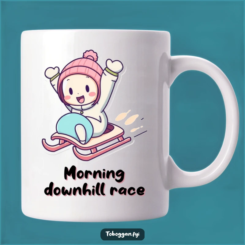 Funny Downhill Sledding Mug: Thrill-Seeking Humor Gift for Adventurers