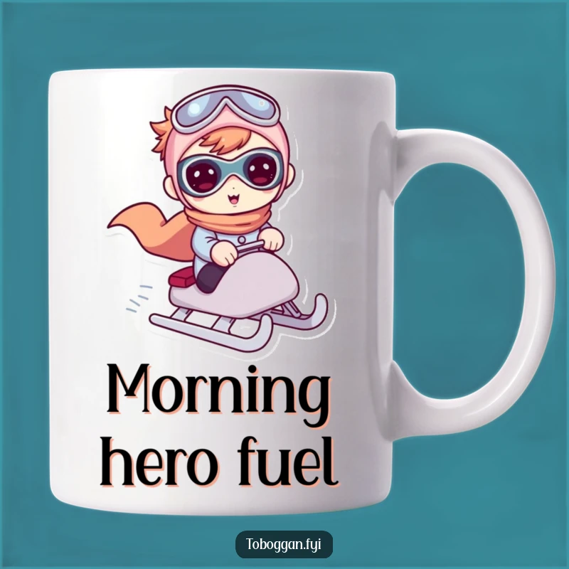 Funny Superhero Sledder Mug - Hilarious Winter Adventure Gift Idea