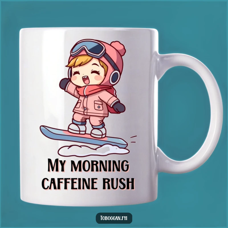 Funny Snowboarder Mug: Hilarious Character Balancing Act, Perfect Gift!