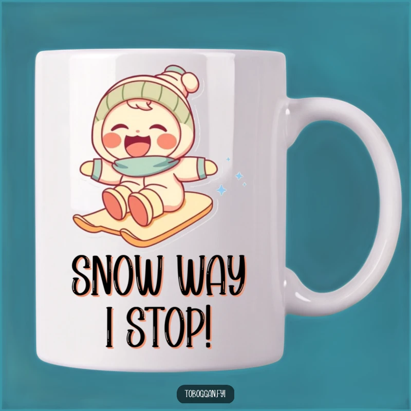 Funny Snow Slope Sensation Mug: Hilarious Character Laughing Downhill, Perfect Gift