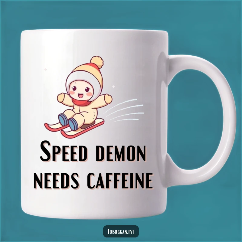 Funny Snowy Hill Zoom Mug: Joyful Character Sledding Adventure Gift