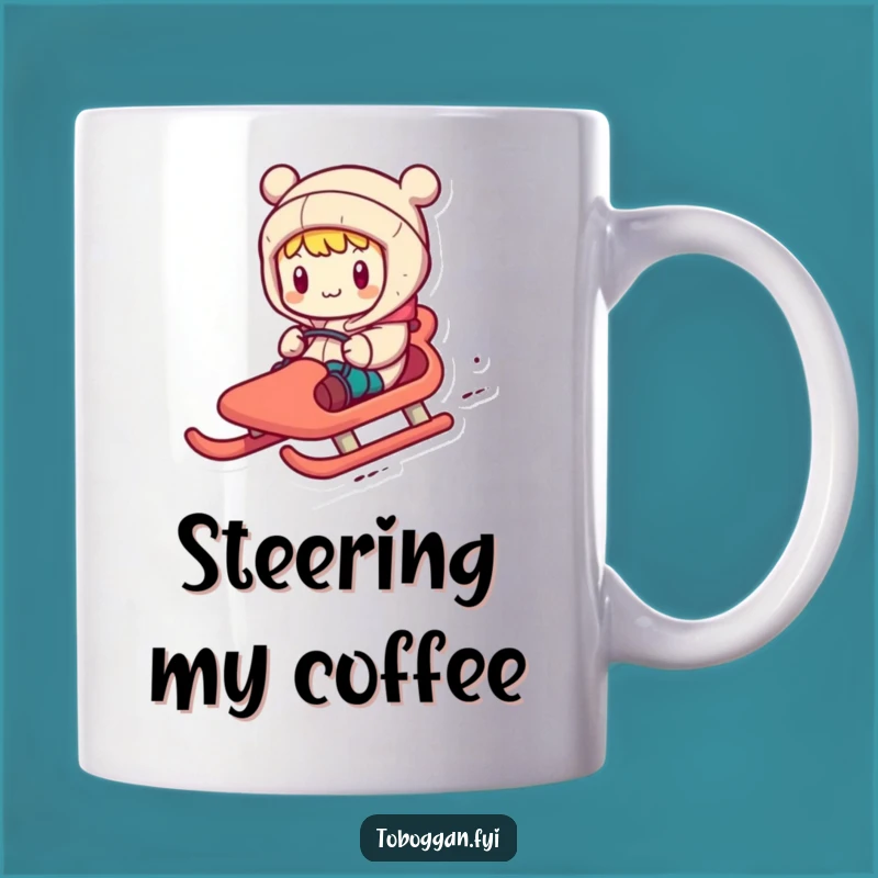 Funny Toboggan Navigator Mug: Comical Character Steering Adventure Gift