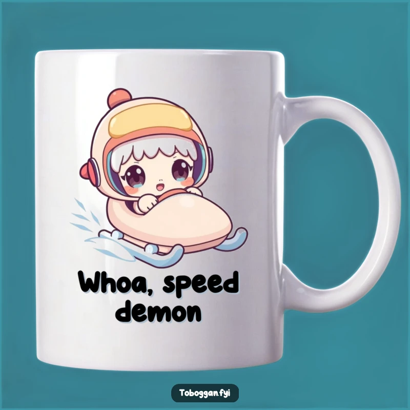 Funny Surprised Sledder Mug - Hilarious Character Gift for Winter Fun!