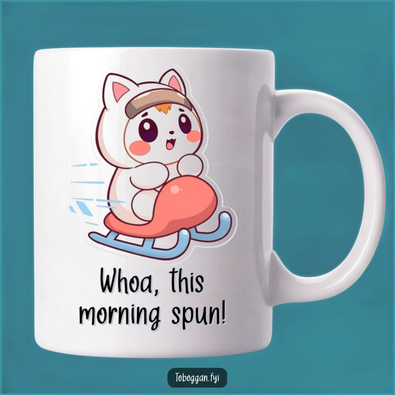 Funny Surprised Sledding Character Mug: A Hilarious Winter Spin Gift